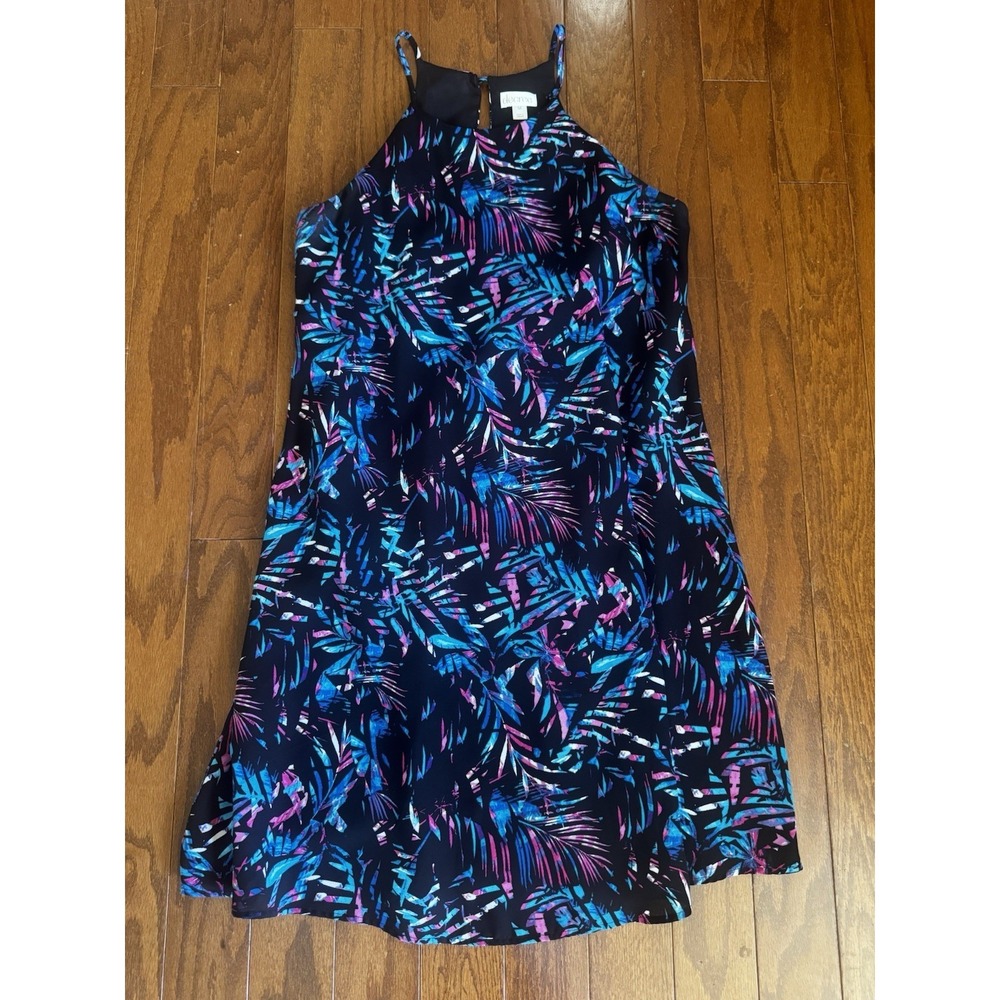 Decree Tropical Palm Print Dress M Beachy Resort‎ A Line Mini Summer